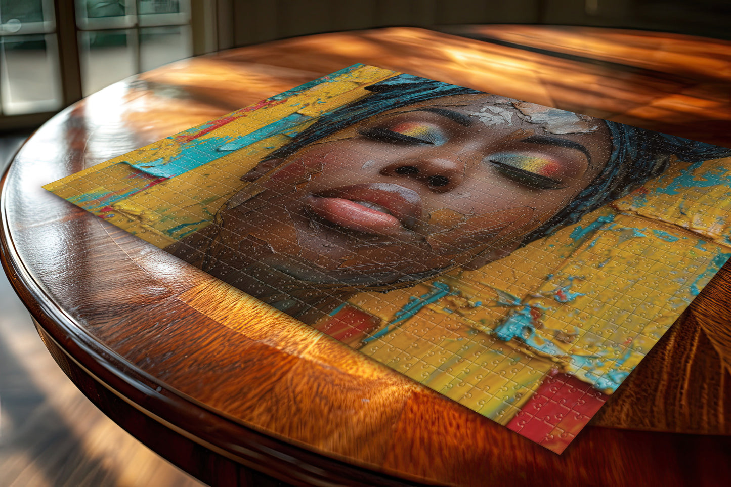 Abstract Art Woman's Face Jigsaw - Vivid Makeup, Shipped in Metal Box