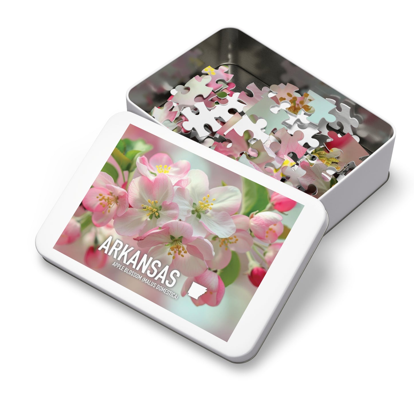 Arkansas State Flower Apple Blossom Puzzle Collection - 110-1000 pcs, Metal Box