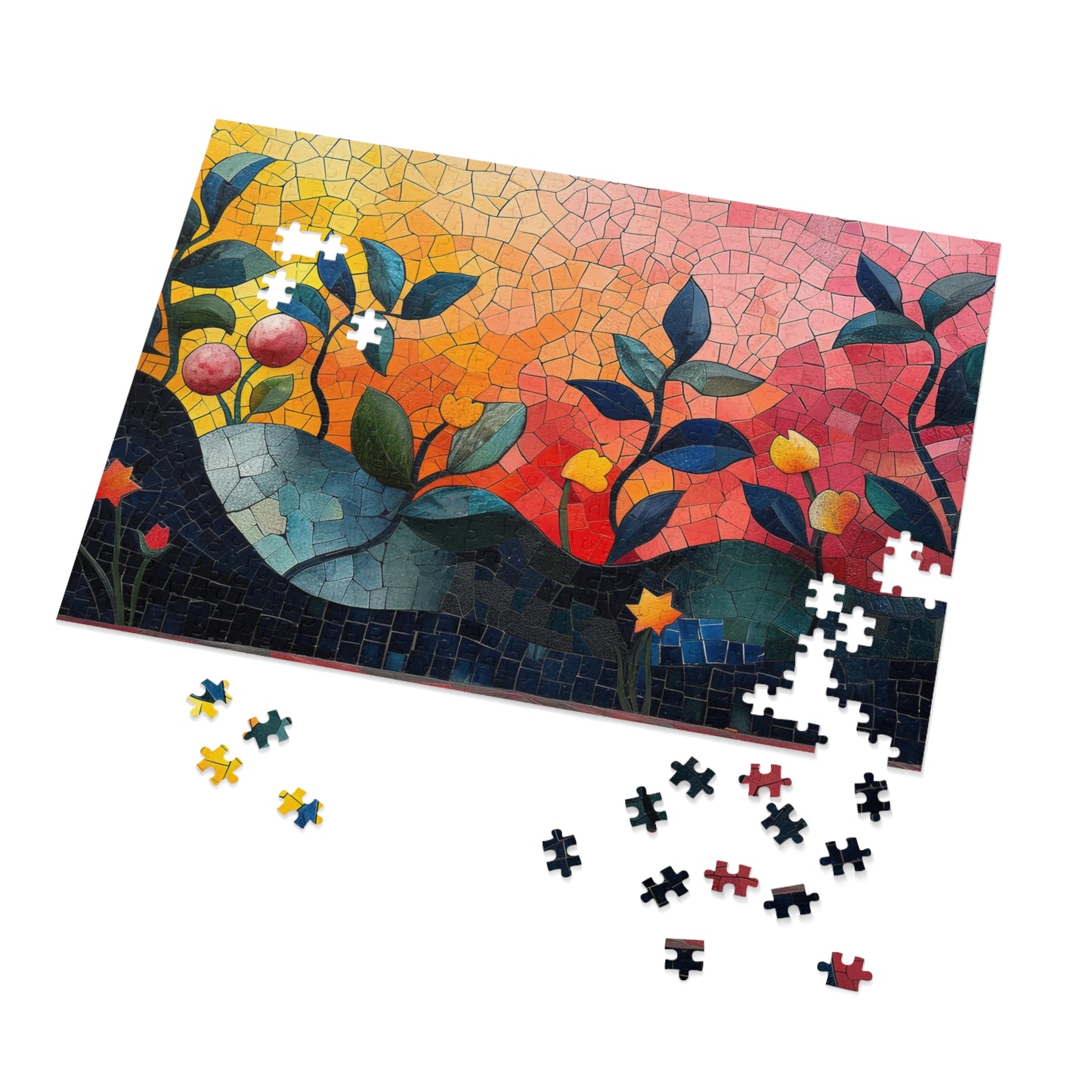 Mosaic Design Floral Jigsaw Puzzle Series, Intricate Tile Art | 110-1000 Pieces | Shipped in a Metal Box