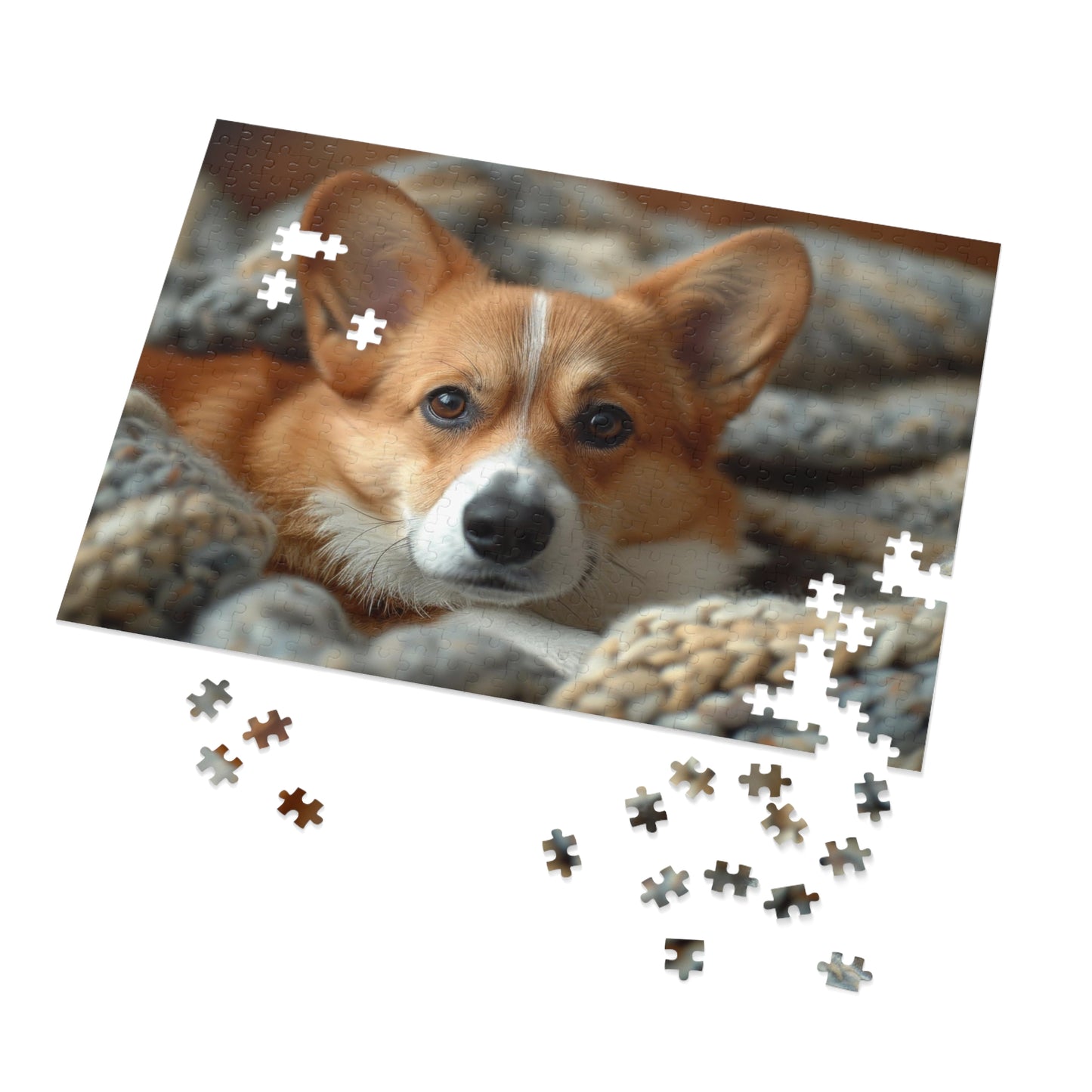 Cozy Corgi Puppy Puzzle - Snuggle Up with 110-1000 Piece Sets, Adorable Dog Jigsaw! Metal Box