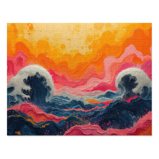 Abstract Ocean Waves Jigsaw Puzzle, Artistic Sea Motion, 110-1000pc, Shipped in a Metal Box