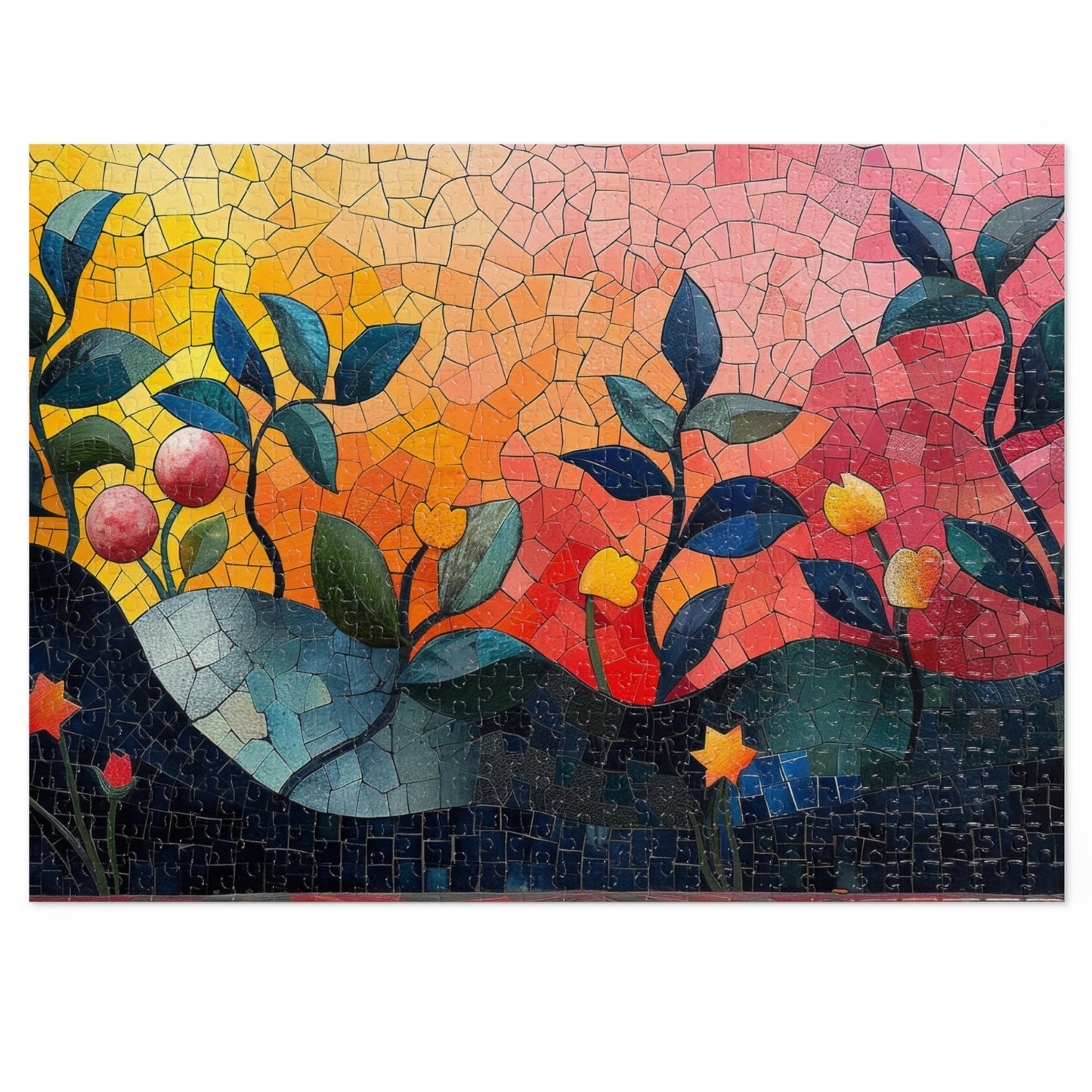 Mosaic Design Floral Jigsaw Puzzle Series, Intricate Tile Art | 110-1000 Pieces | Shipped in a Metal Box