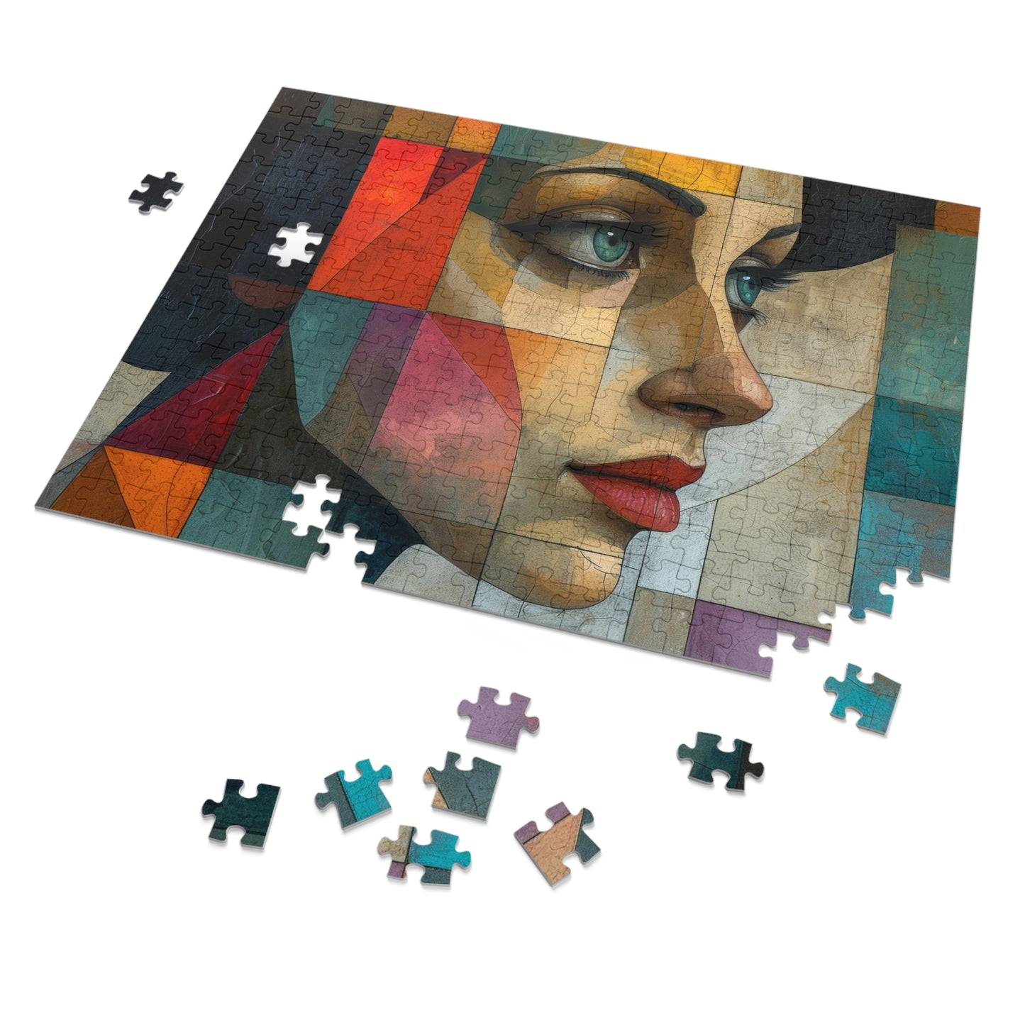 Cubist Mosaic Woman Portrait Puzzle, Artistic Jigsaw, 110-1000pc, Shipped in a Metal Box