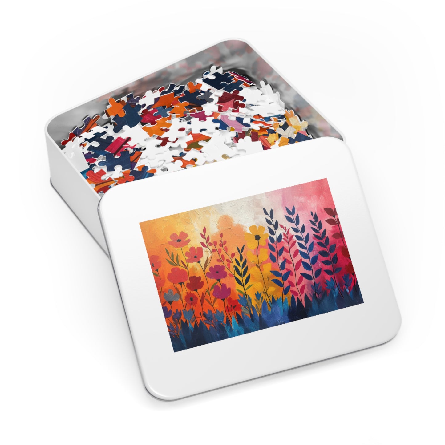 Colorful Garden Bliss Jigsaw Puzzle, Floral Artwork, 110-1000pc, Vibrant Flowers, Shipped in a Metal Box