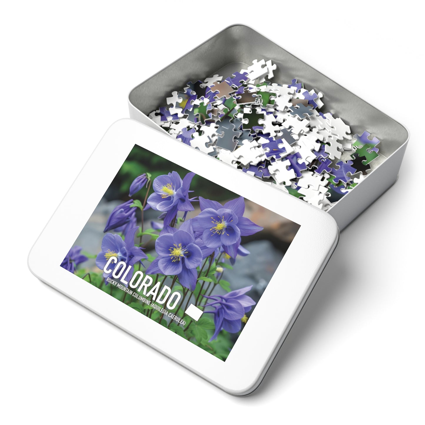 Colorado State Flower Columbine Jigsaw, 110-1000pc Puzzles, Nature-Themed Metal Box