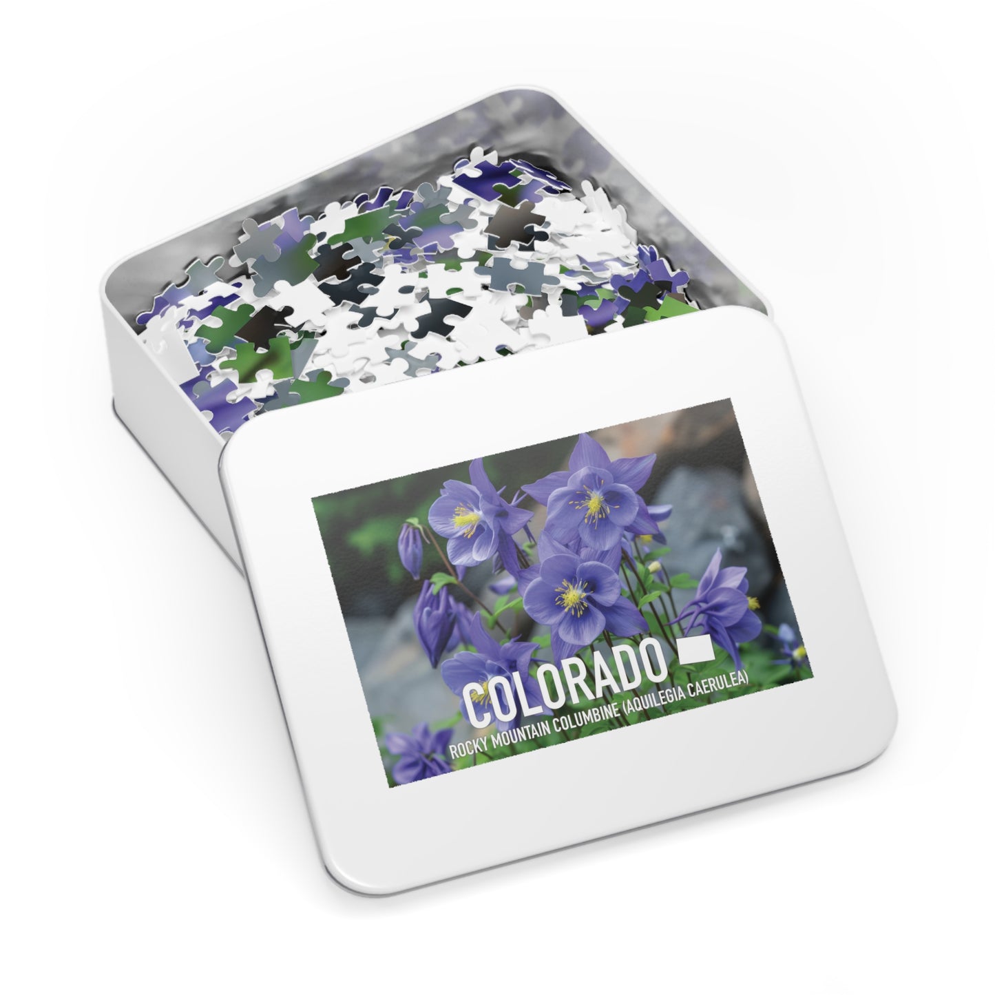 Colorado State Flower Columbine Jigsaw, 110-1000pc Puzzles, Nature-Themed Metal Box