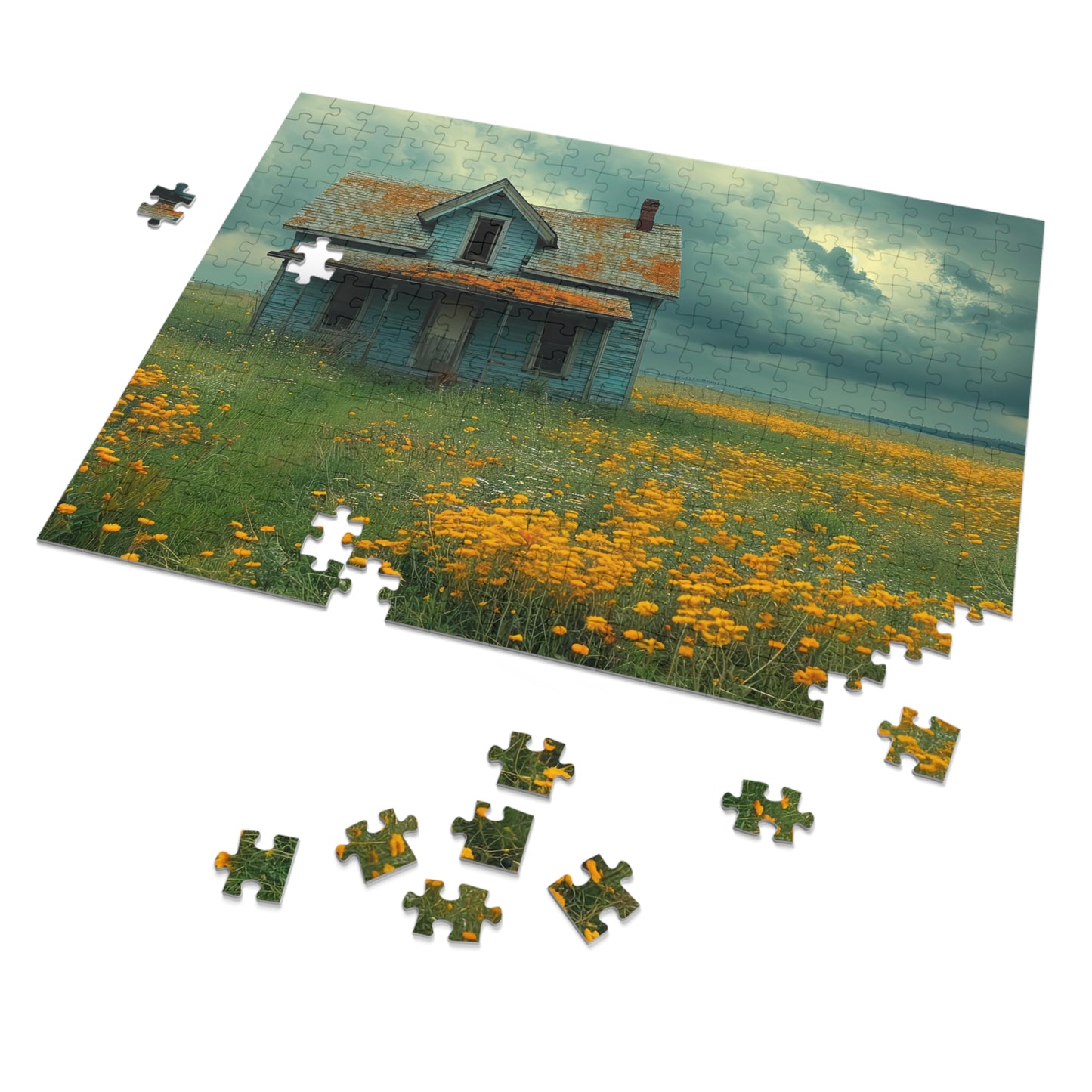Abandoned Prairie Homestead Puzzle - Rustic Charm in 110-1000 Pieces, Ideal for Collectors! Metal Box