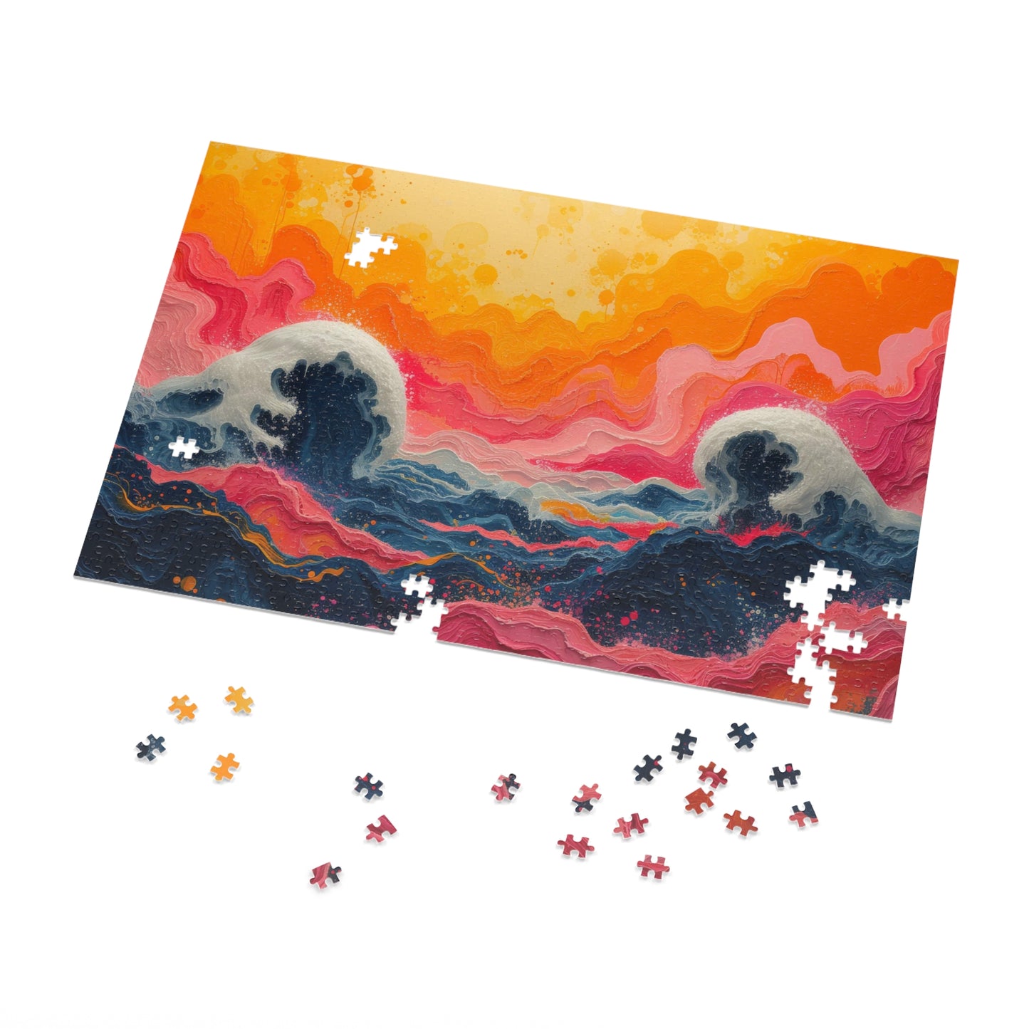 Abstract Ocean Waves Jigsaw Puzzle, Artistic Sea Motion, 110-1000pc, Shipped in a Metal Box