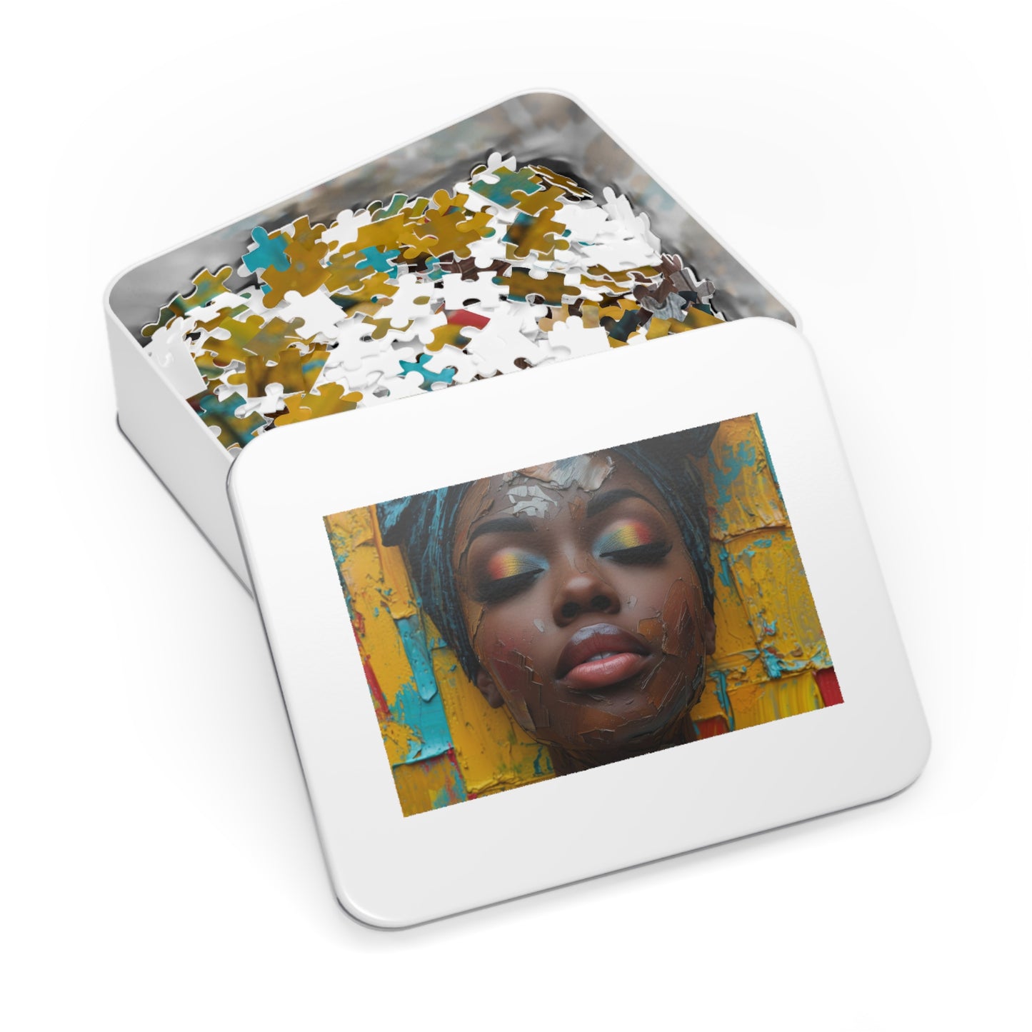 Abstract Art Woman's Face Jigsaw - Vivid Makeup, Shipped in Metal Box
