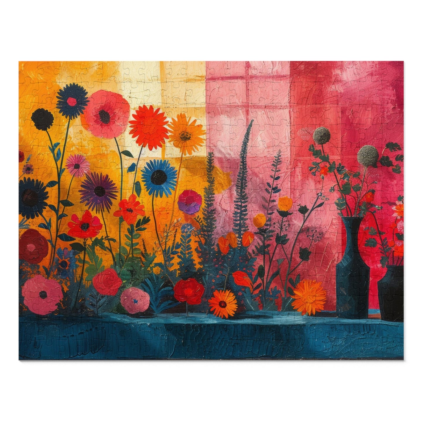 Vivid Floral Mélange Puzzle, Expressive Flower Art Jigsaw, 110-1000pc, Shipped in a Metal Box"