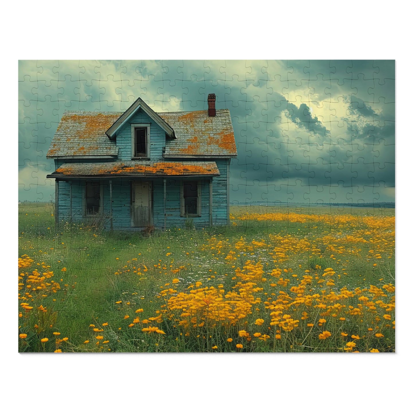 Abandoned Prairie Homestead Puzzle - Rustic Charm in 110-1000 Pieces, Ideal for Collectors! Metal Box