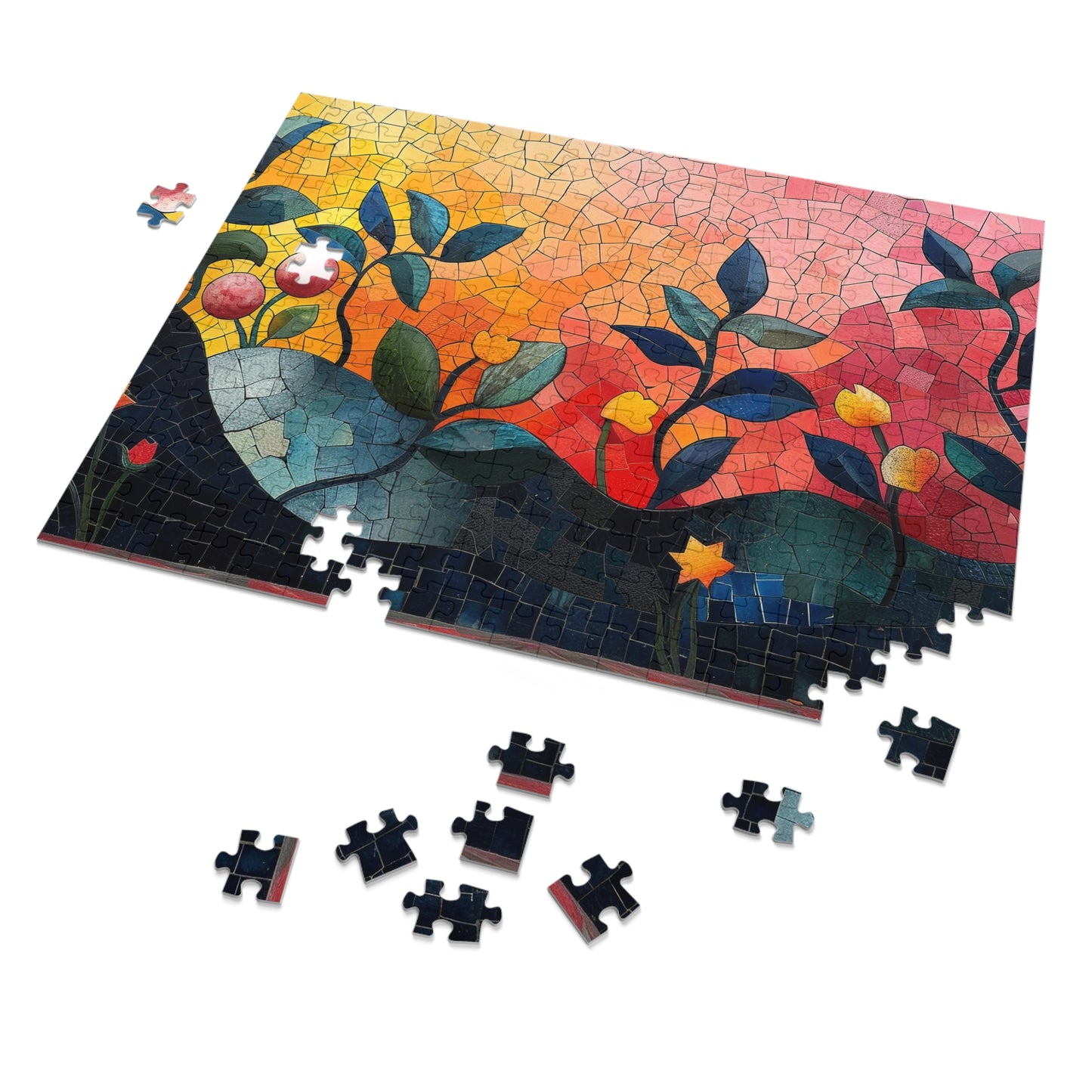 Mosaic Design Floral Jigsaw Puzzle Series, Intricate Tile Art | 110-1000 Pieces | Shipped in a Metal Box