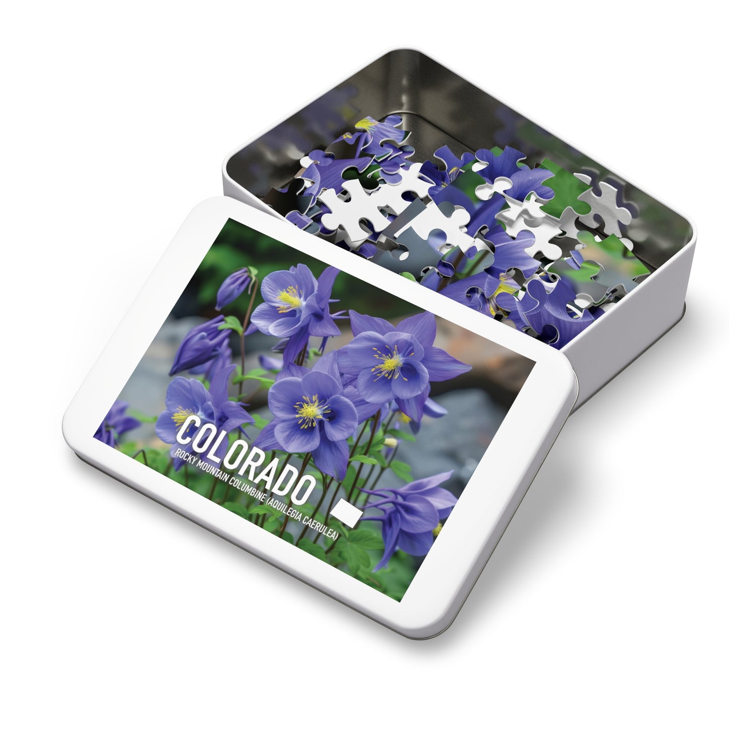Colorado State Flower Columbine Jigsaw, 110-1000pc Puzzles, Nature-Themed Metal Box
