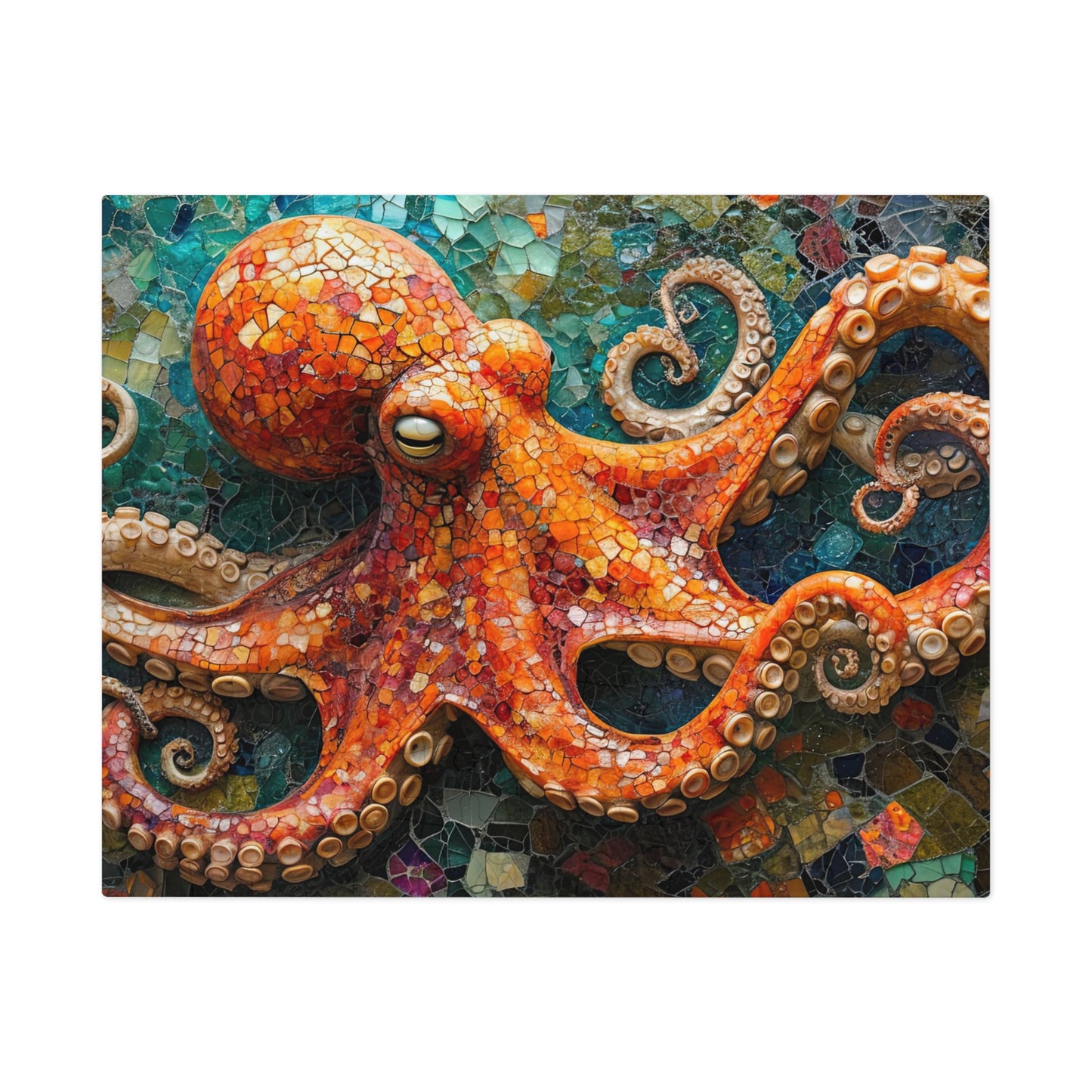 Mosaic Octopus Jigsaw Puzzle, Available in 110, 252, 500 & 1000 Pieces, Artistic Ocean Life, Colorful Tile Design, Detailed, Metal Box