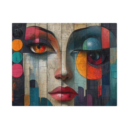 Abstract Cubist Woman Face Mural Puzzle, 110-1000pc, Artistic Modern Jigsaw, Shipped in a Metal Box