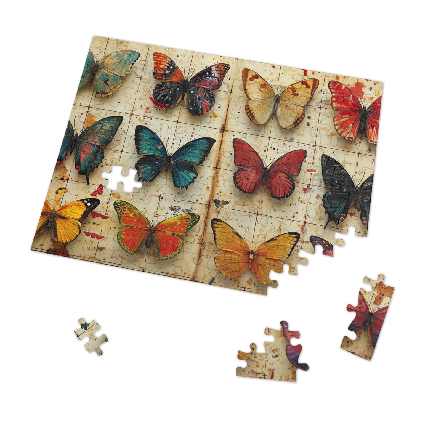 Vintage Butterfly Collection Puzzle - 110-1000 Pieces, Timeless Elegance for Puzzle Masters! Metal Box