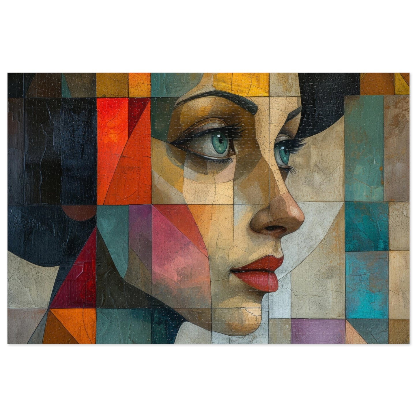 Cubist Mosaic Woman Portrait Puzzle, Artistic Jigsaw, 110-1000pc, Shipped in a Metal Box