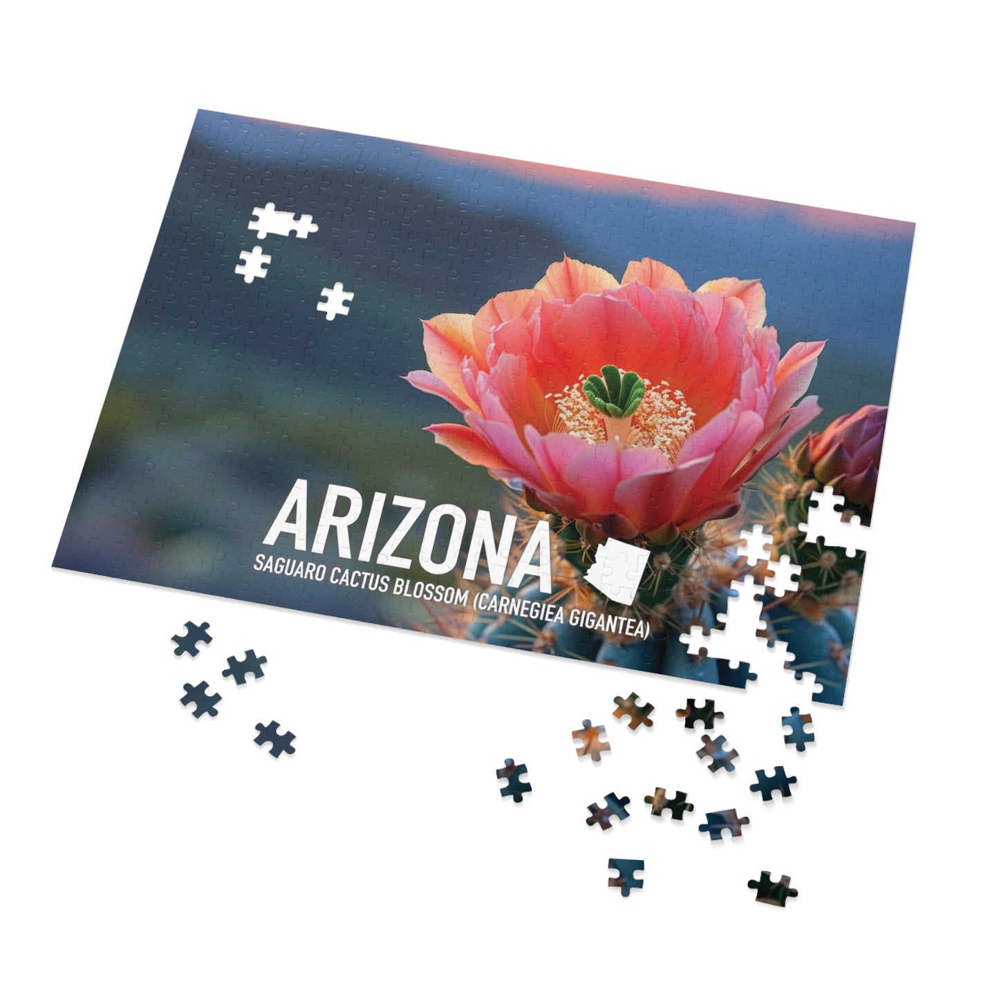 State Flower of Arizona Saguaro Cactus Blossom Puzzle - Shipped in Metal Box