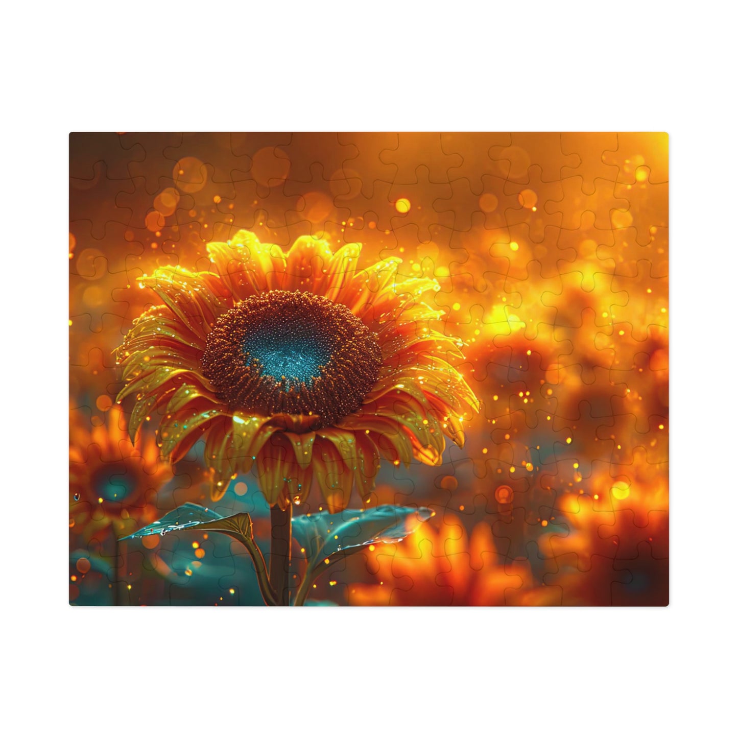 Radiant Sunflower Glow Puzzle - Enchanting 110-1000 Piece Sets for Nature Enthusiasts! Metal Box