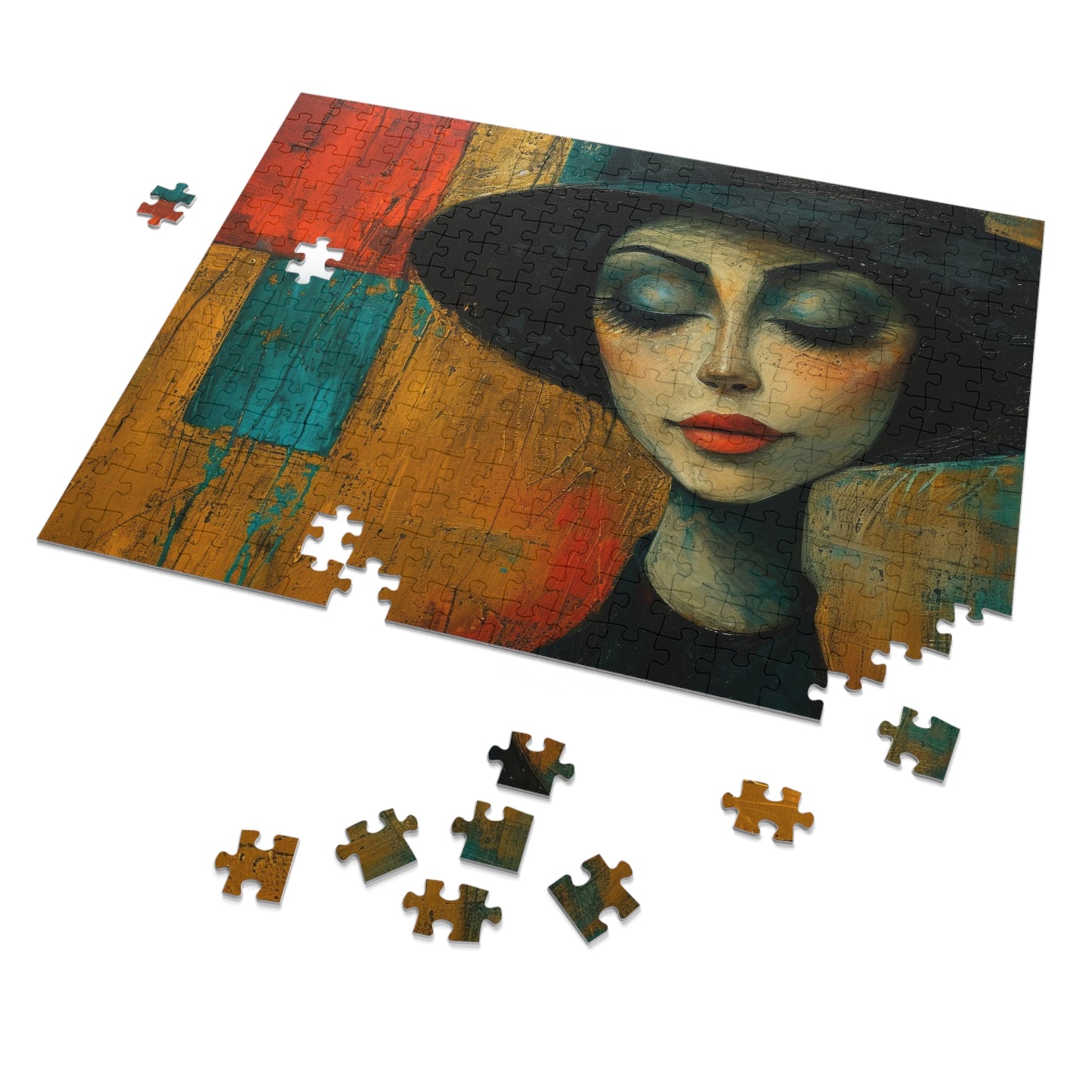 Vintage-Style Fashion Portrait Puzzle, Textured Art Jigsaw, 110-1000pc, Shipped in a Metal Box