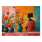 Vibrant Floral Design Puzzle, Artistic Woman & Blooms, 110-1000pc, Shipped in a Metal Box