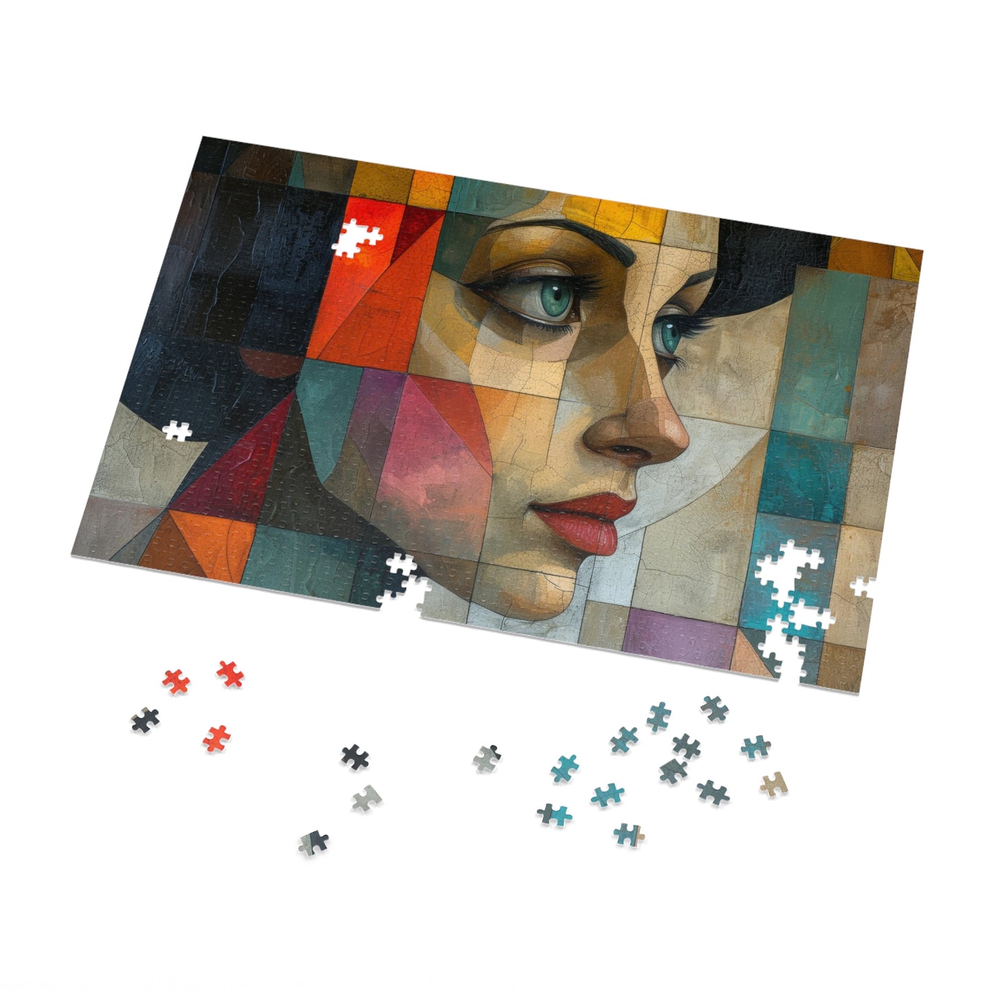 Cubist Mosaic Woman Portrait Puzzle, Artistic Jigsaw, 110-1000pc, Shipped in a Metal Box