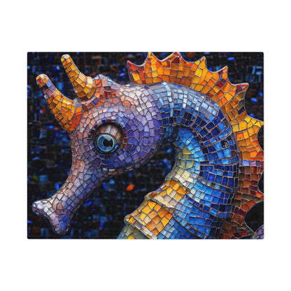 Mosaic Seahorse Puzzle, Available in 110, 252, 500 & 1000 Pieces, Intricate Ocean Art, Vibrant Tile Craftsmanship, Marine Life, Metal Box