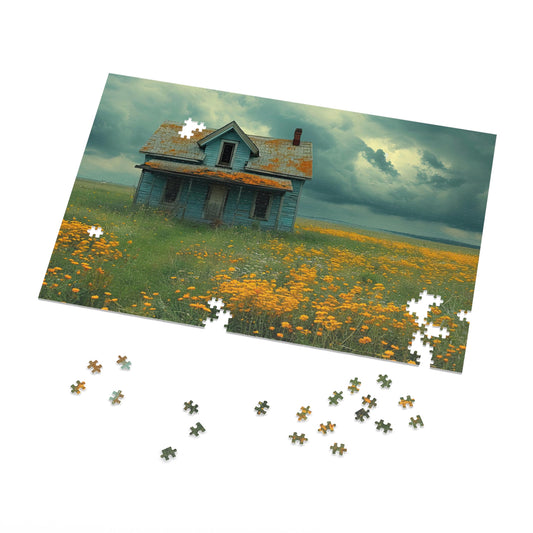 Abandoned Prairie Homestead Puzzle - Rustic Charm in 110-1000 Pieces, Ideal for Collectors! Metal Box