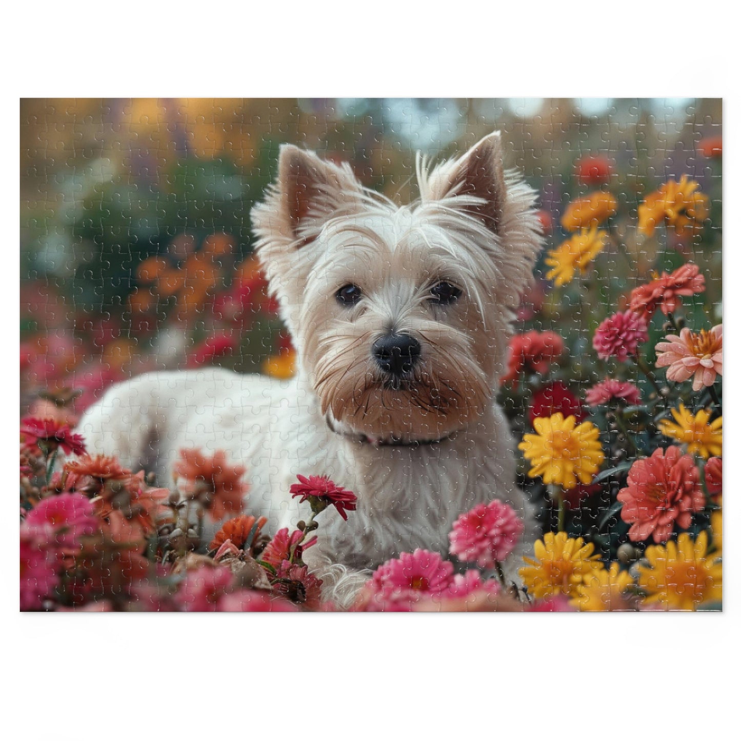 Adorable Westie in Bloom Puzzle Set - 110-1000 Pieces, Perfect Pet & Flower Jigsaw! Metal Box