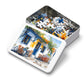 Sun-Kissed Greek Café Watercolor Puzzle: Vivid Blues, Shipped in a Metal Box