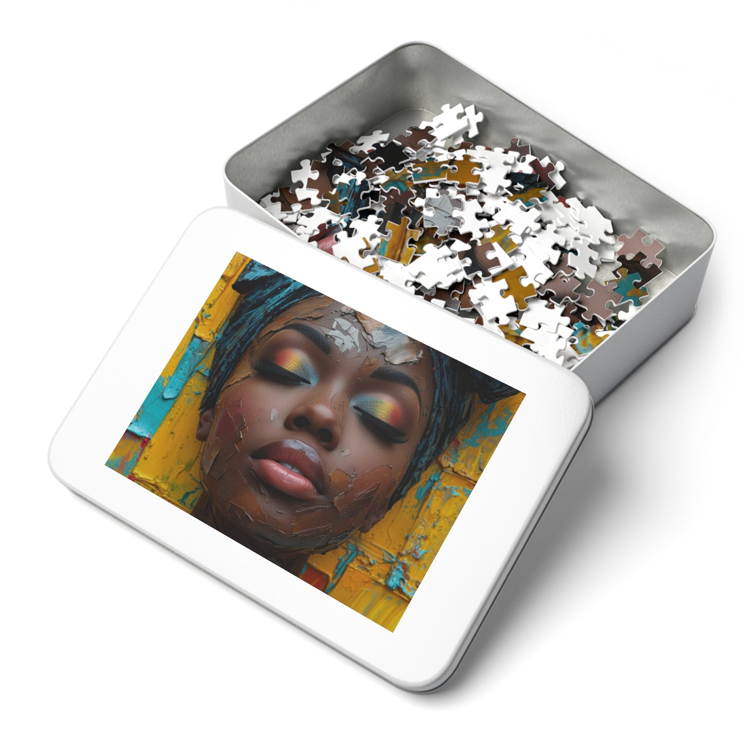 Abstract Art Woman's Face Jigsaw - Vivid Makeup, Shipped in Metal Box