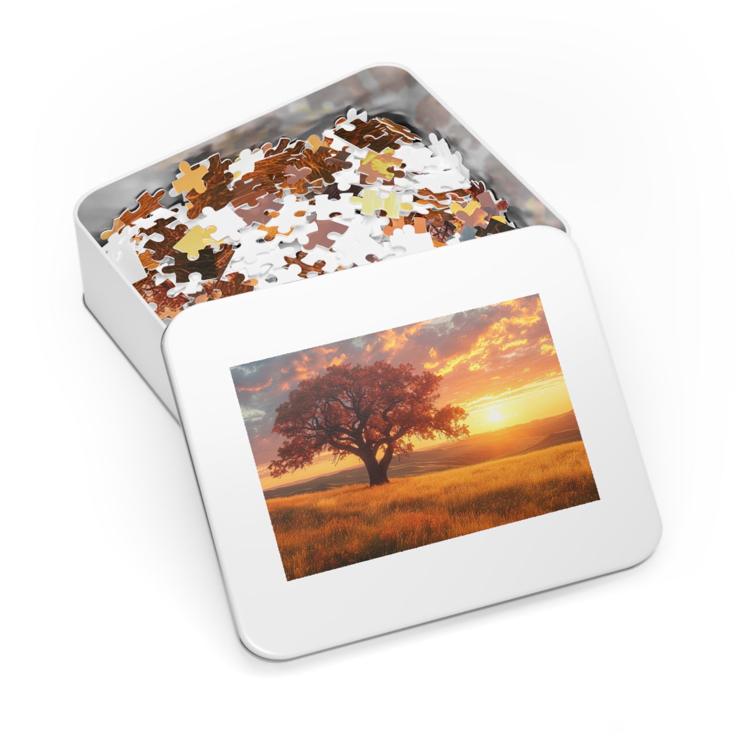 Saskatchewan Sunset Puzzle - Majestic Prairie Skies in 110-1000 Pieces, Perfect Gift! Metal Box