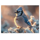 Winter Blue Jay Puzzle - 110-1000 Piece Jigsaws of Snowy Bird Elegance, Metal Box