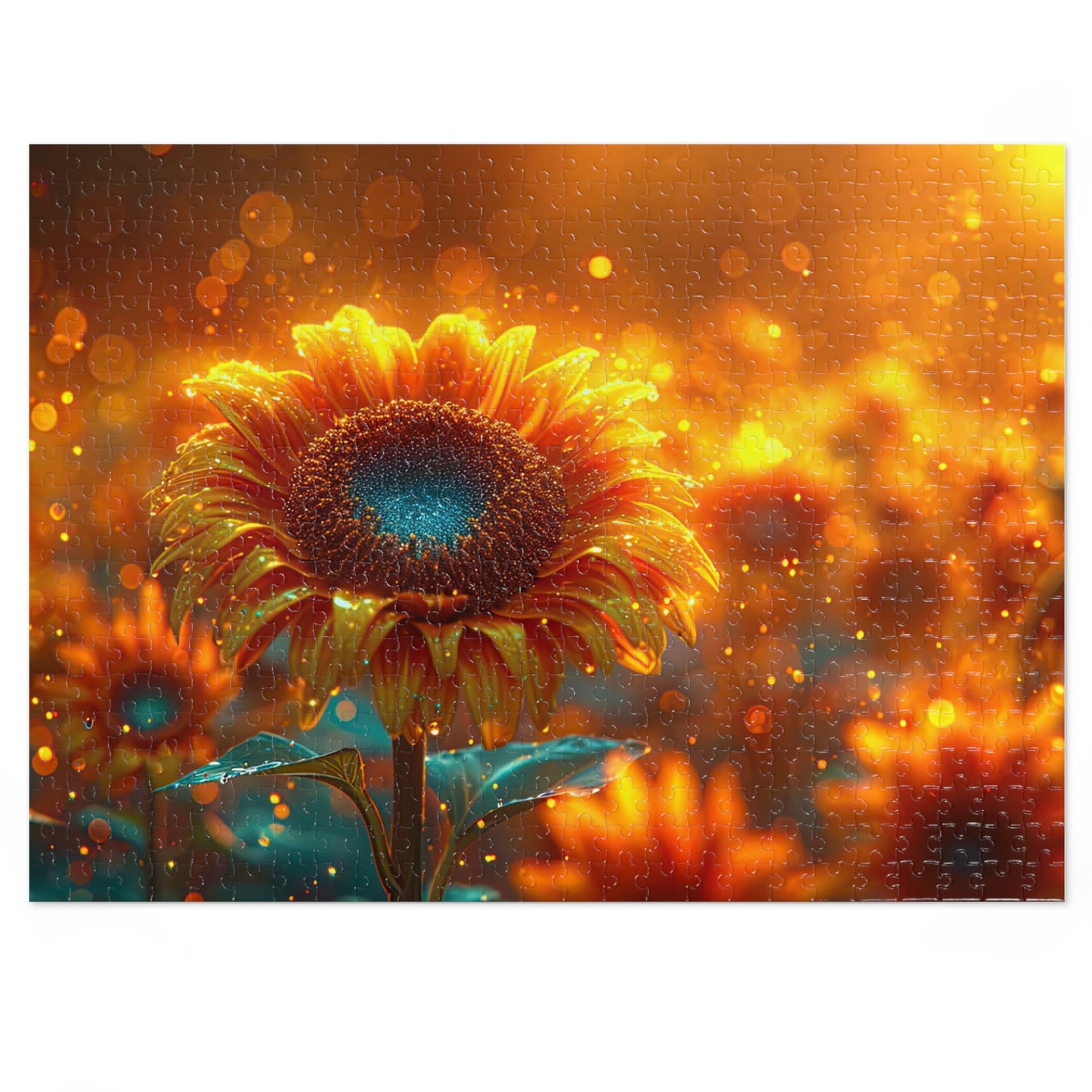 Radiant Sunflower Glow Puzzle - Enchanting 110-1000 Piece Sets for Nature Enthusiasts! Metal Box