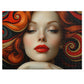 Red Swirls Artistic Woman Portrait Puzzle, Unique Jigsaw, Sizes 110-1000pc, Shipped in a Metal Box