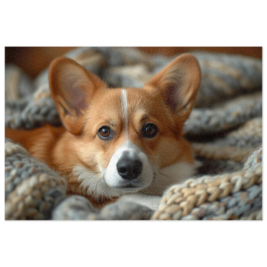 Cozy Corgi Puppy Puzzle - Snuggle Up with 110-1000 Piece Sets, Adorable Dog Jigsaw! Metal Box