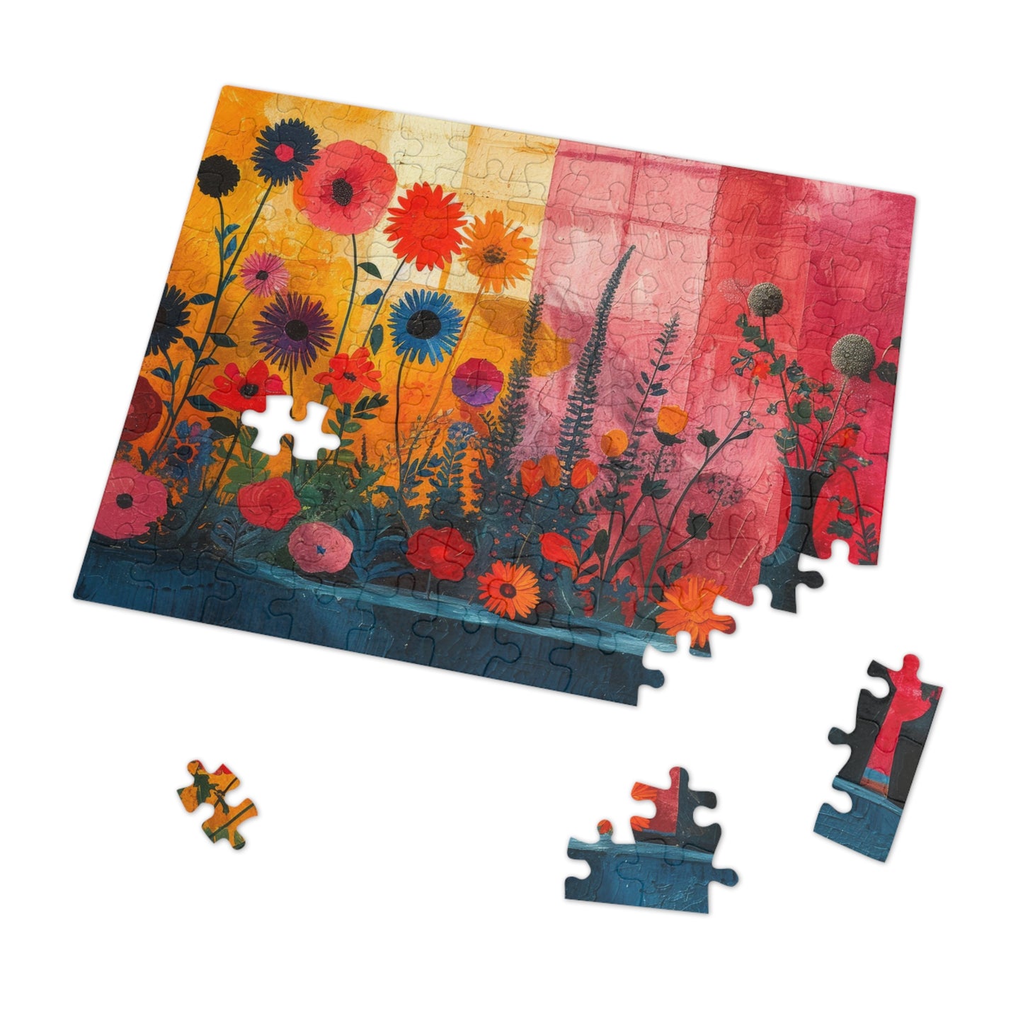 Vivid Floral Mélange Puzzle, Expressive Flower Art Jigsaw, 110-1000pc, Shipped in a Metal Box"