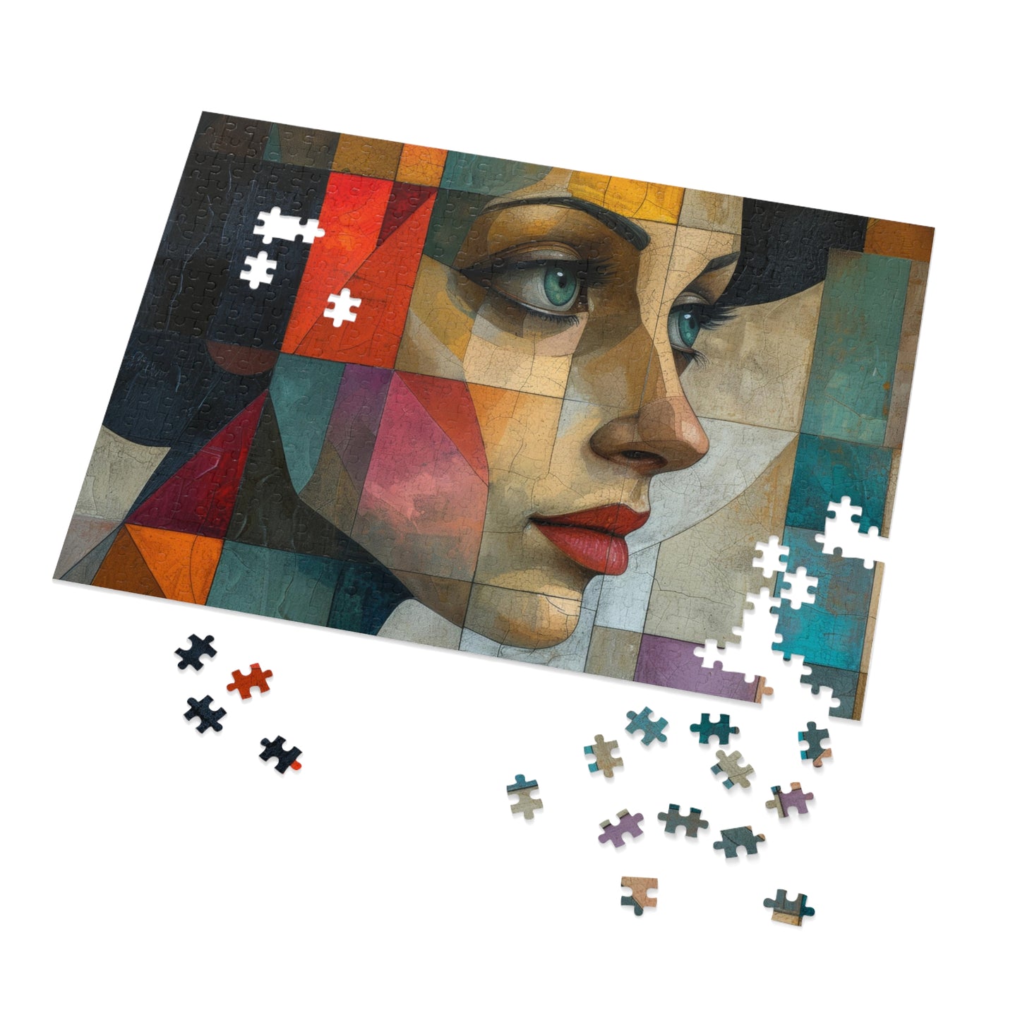 Cubist Mosaic Woman Portrait Puzzle, Artistic Jigsaw, 110-1000pc, Shipped in a Metal Box