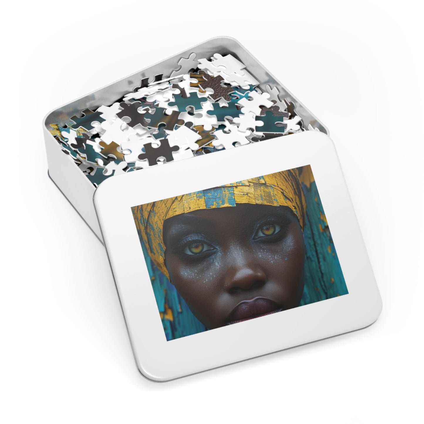 Enigmatic Woman Portrait Jigsaw - Mystique Gaze Puzzle Shipped in a Metal Box