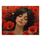 Woman Amidst Red Poppies Art Puzzle, 110-1000pc, Serene Floral Jigsaw, Shipped in a Metal Box