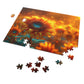 Radiant Sunflower Glow Puzzle - Enchanting 110-1000 Piece Sets for Nature Enthusiasts! Metal Box