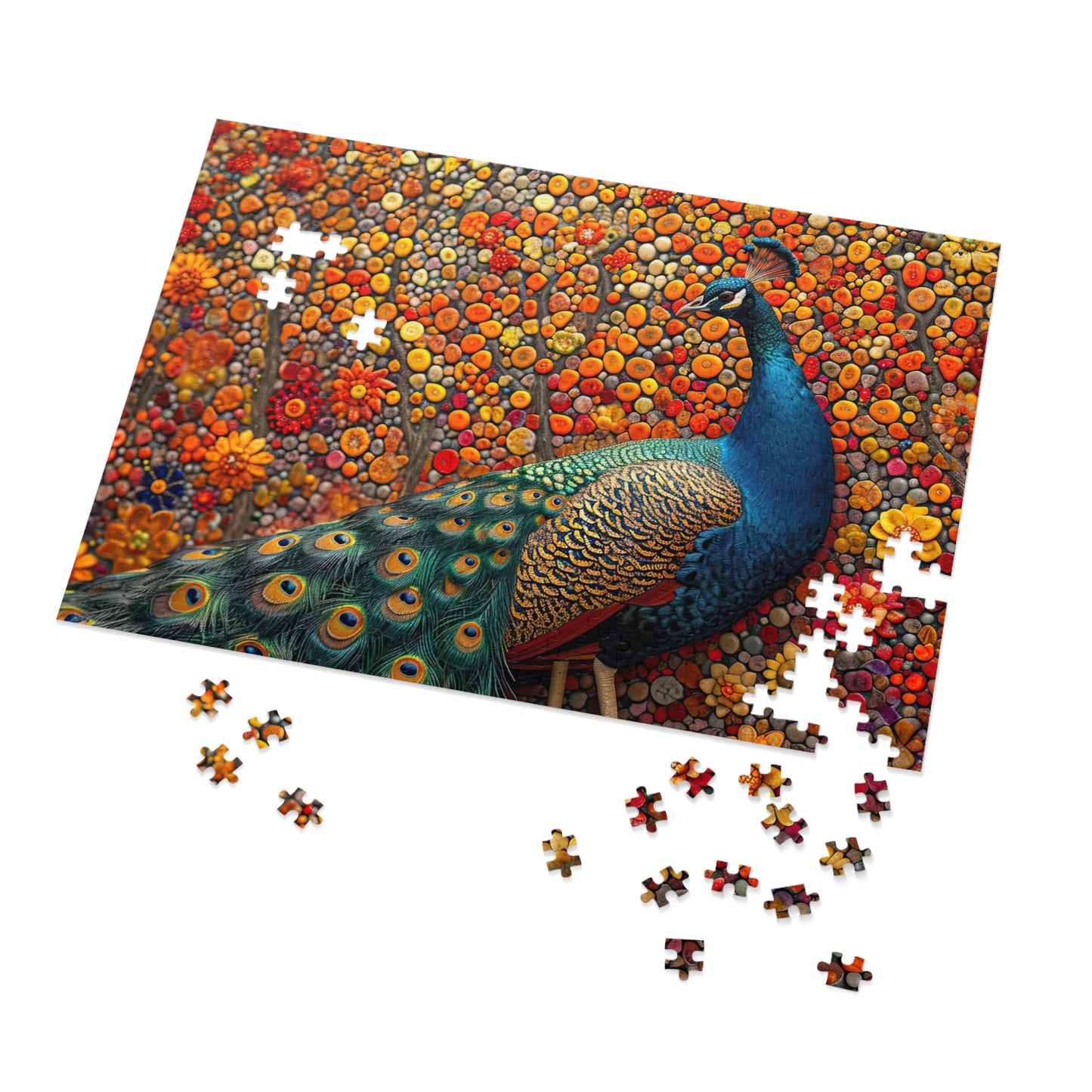 Enchanting Peacock Splendor Puzzle - Lush 110-1000 Piece Sets for a Mesmerizing Challenge! Metal Box