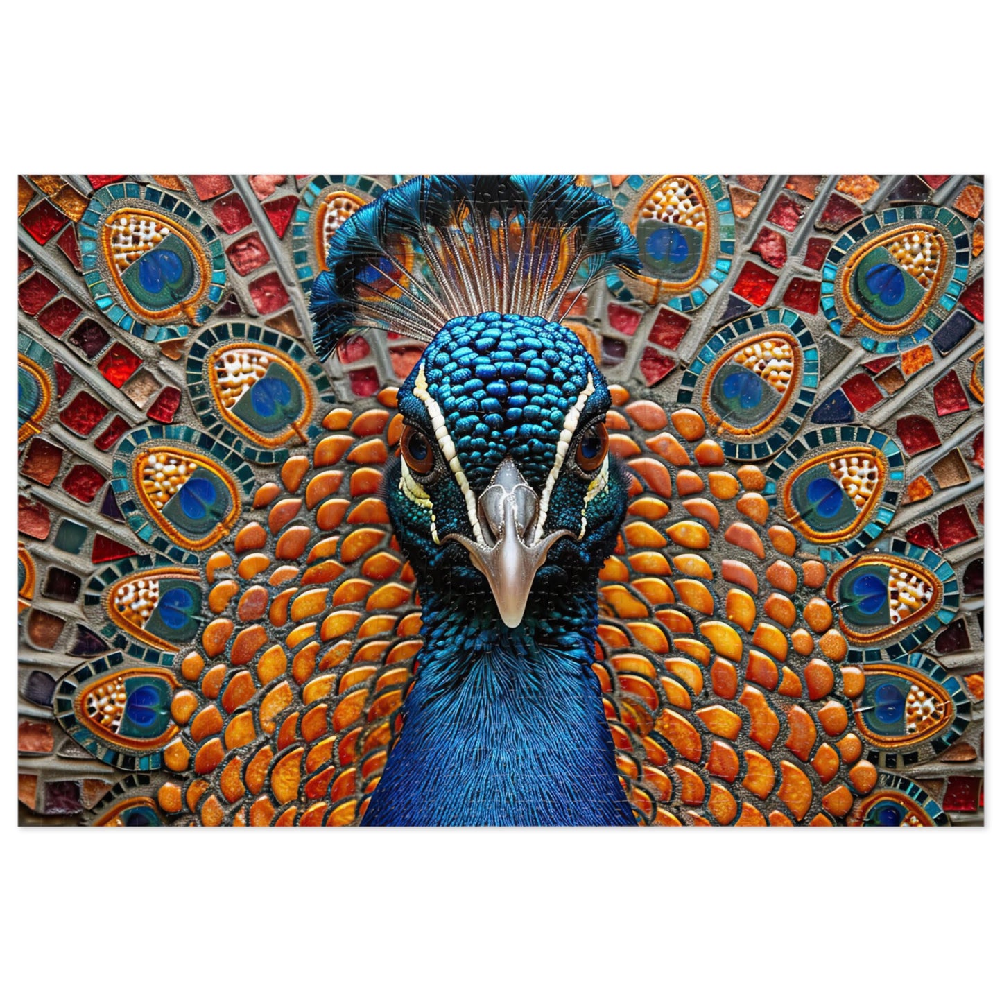 Majestic Mosaic Peacock Puzzle - Dazzling 110-1000 Pieces, A Regal Challenge for Puzzlers! Metal Box