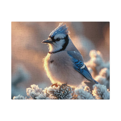 Winter Blue Jay Puzzle - 110-1000 Piece Jigsaws of Snowy Bird Elegance, Metal Box