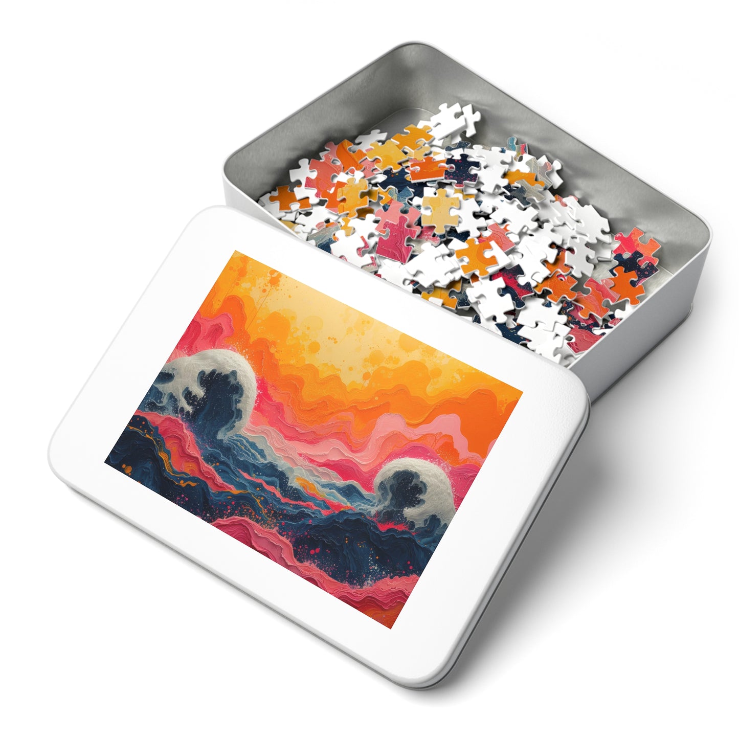 Abstract Ocean Waves Jigsaw Puzzle, Artistic Sea Motion, 110-1000pc, Shipped in a Metal Box