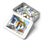 Sun-Kissed Greek Café Watercolor Puzzle: Vivid Blues, Shipped in a Metal Box