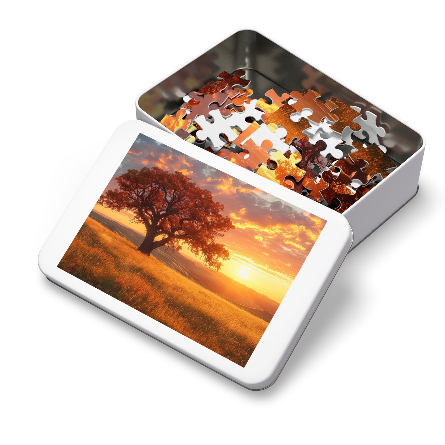 Saskatchewan Sunset Puzzle - Majestic Prairie Skies in 110-1000 Pieces, Perfect Gift! Metal Box