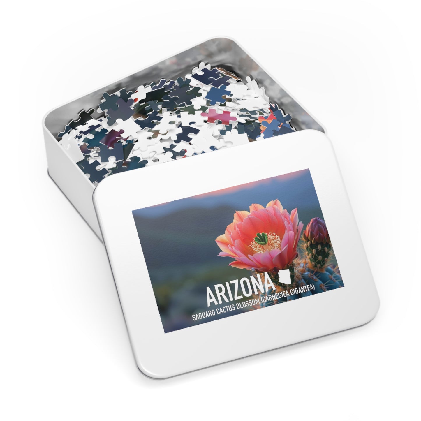 State Flower of Arizona Saguaro Cactus Blossom Puzzle - Shipped in Metal Box