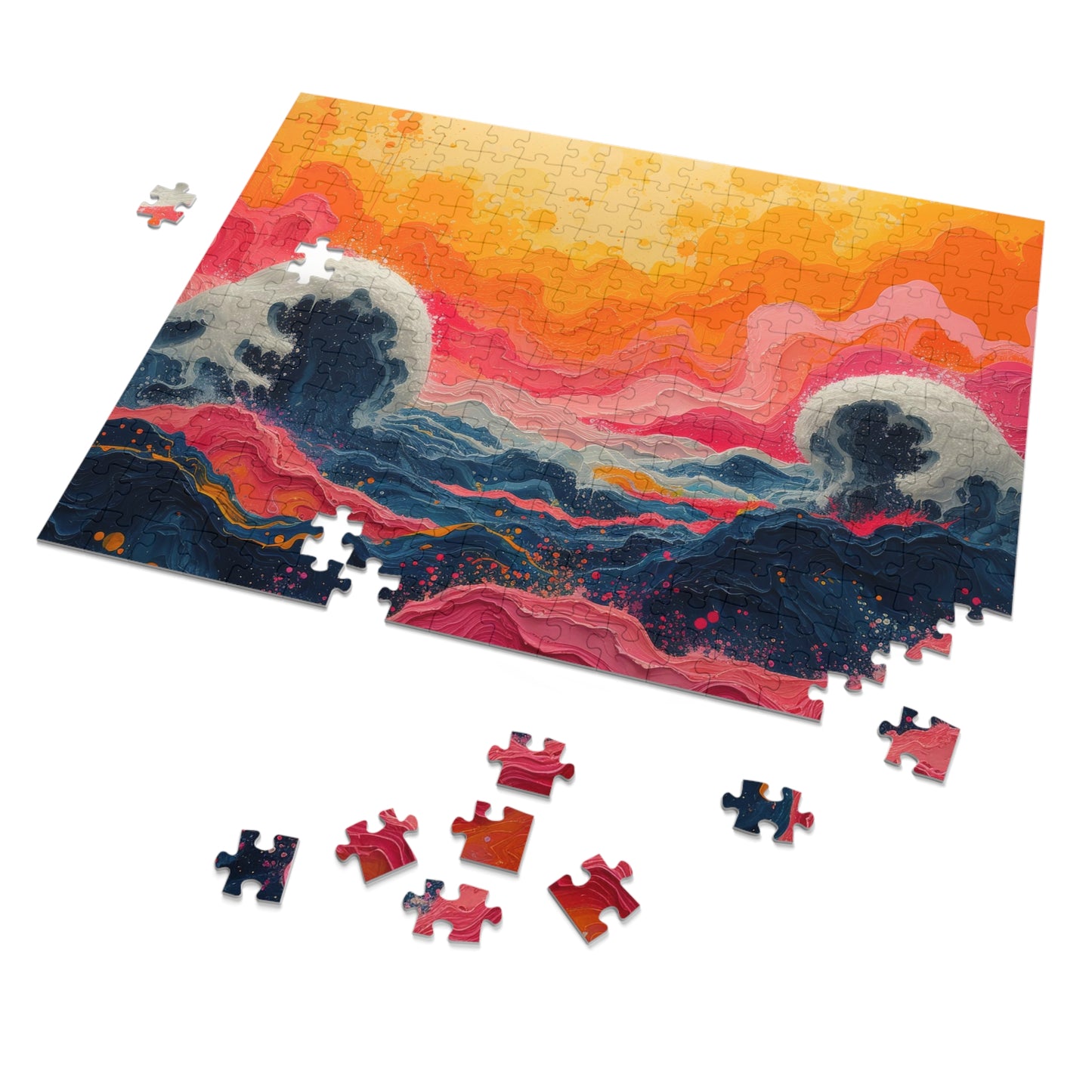 Abstract Ocean Waves Jigsaw Puzzle, Artistic Sea Motion, 110-1000pc, Shipped in a Metal Box