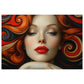 Red Swirls Artistic Woman Portrait Puzzle, Unique Jigsaw, Sizes 110-1000pc, Shipped in a Metal Box